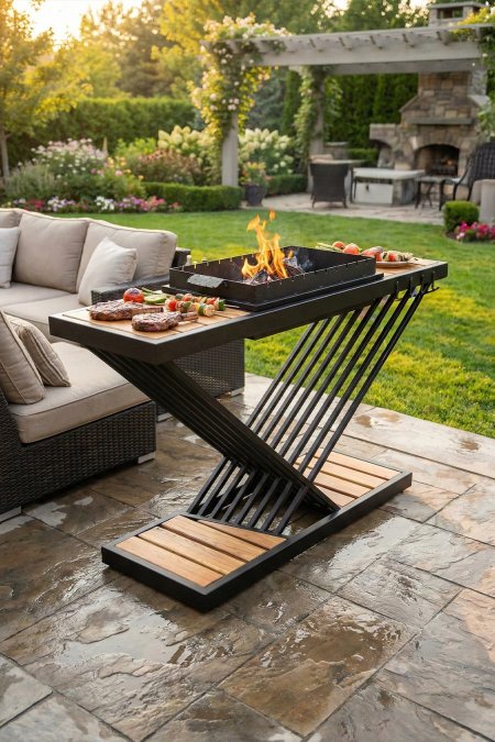 شواية ستاند X فاخر – خشب طبيعي (طول 160 سم)